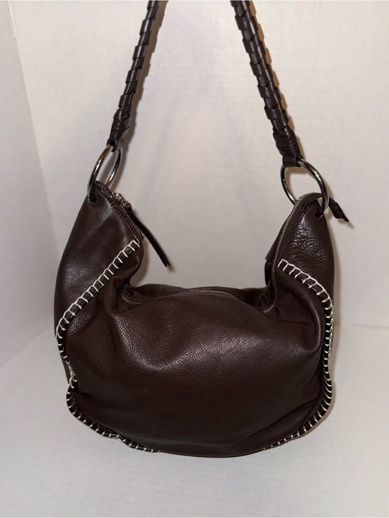 Vince Camuto Handbags - Vince Camuto Root Beer Leather Hobo with Contrast Whipstitch